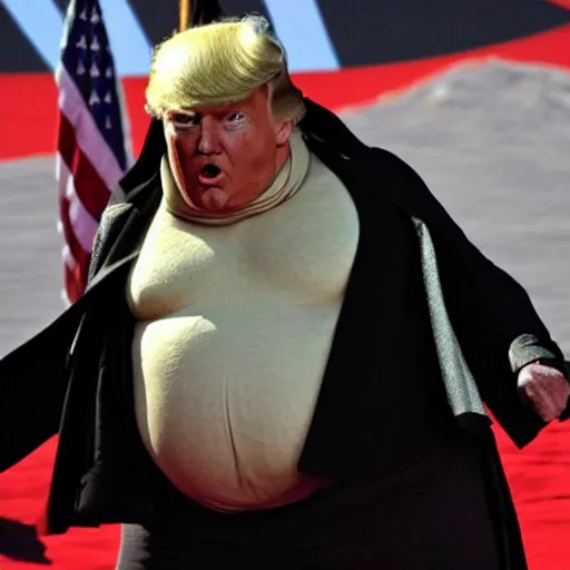 Prompt: donald trump as jabba the hutt in star wars