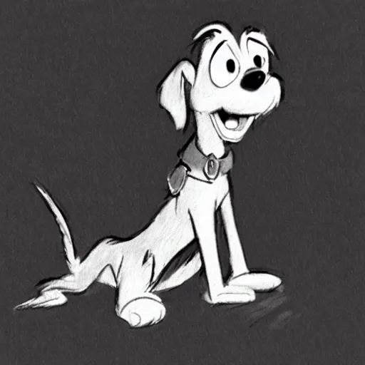 Image similar to milt kahl pencil sketch of happy mini schnauzer cartoon lady and the tramp style