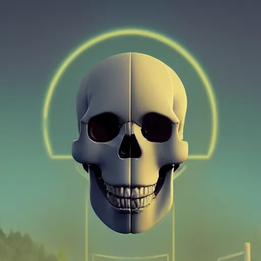 Image similar to A stunning profile of a symmetrical skull Simon Stalenhag, Trending on Artstation, 8K