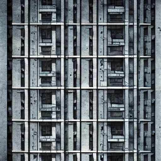 Prompt: city landscape giant endless brutalist commieblocks concrete - paneled apartment building block of flats photorealistic house grey eerie by greg rutkowski illustration art perspective cloudy