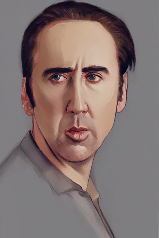 Image similar to Portrait of Nicholas Cage by Phil Noto