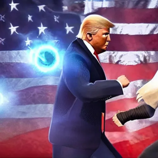 Prompt: Donald Trump fights Joe Biden in Mortal Kombat 11