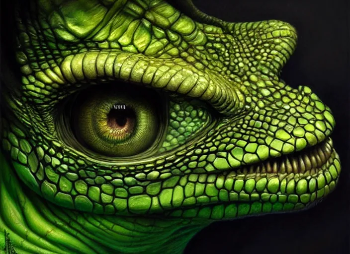 Reptile Skin Scales Iguana Green Macro Poster by KingFox