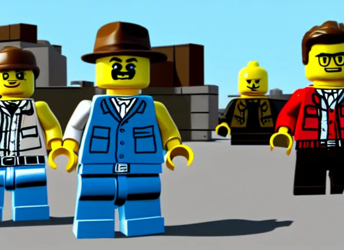 Image similar to film still of breaking bad as a lego movie, 4 k