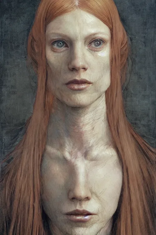 Image similar to portrait of redhead cleric , very very intricate, very very elegant, highly detailed, lifelike, photorealistic, digital painting, artstation, illustration, concept art, smooth, HR GIGER , Hieronymous Bosch, Francis Bacon sharp focus, art by Greg Rutkowski and John Collier and Albert Aublet and Krenz Cushart and Artem Demura and Alphonse Mucha