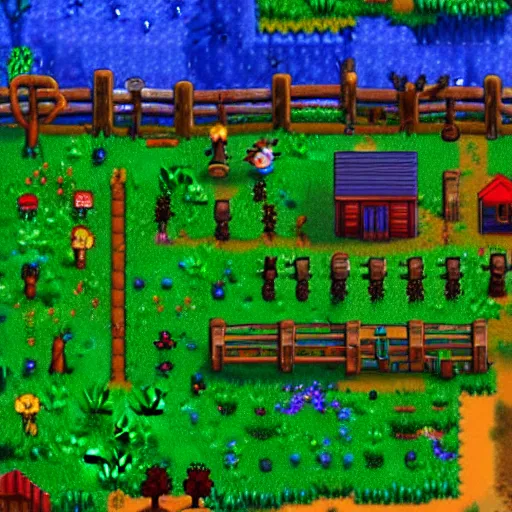 Prompt: smurfs living in stardew Valley 4k