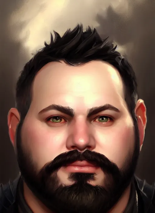 Image similar to a _ fantasy _ style _ portrait _ painting _ of white male short black hair chubby disconnected beard round face, rpg dnd oil _ painting _ unreal _ 5 _ daz. _ rpg _ portrait _ extremely _ detailed _ artgerm _ greg _ rutkowski _ greg