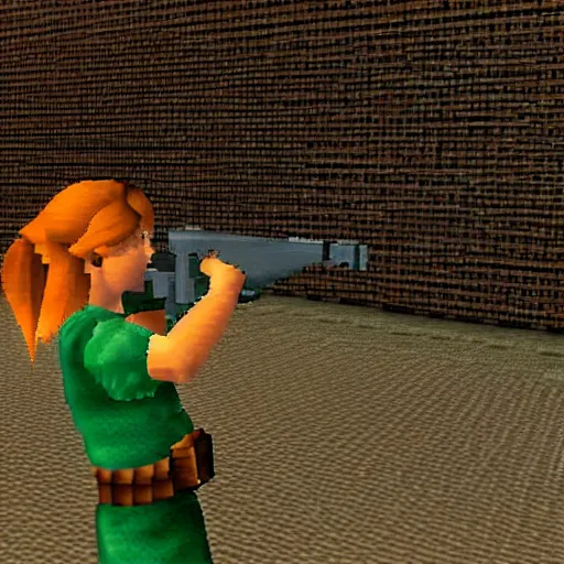 Image similar to link with a gun, ps 1 graphics