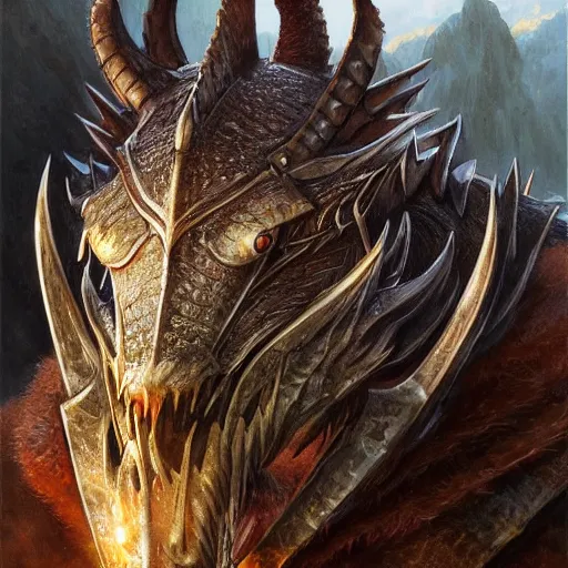 Image similar to dragon animal as a realistic fantasy knight, closeup portrait art by donato giancola and greg rutkowski, digital art, trending on artstation, symmetry!!