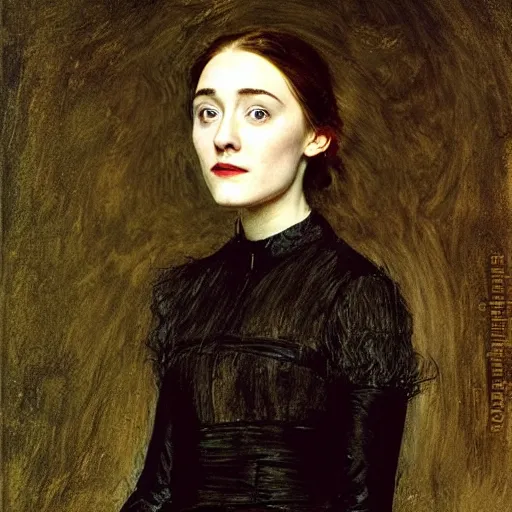 Image similar to a true-to-life portrait of Saoirse Ronan painted by John Everett Millais