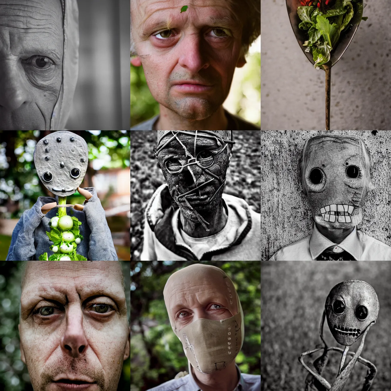 Prompt: Salad Fingers by David Firth, portrait photography, depth of field, bokeh