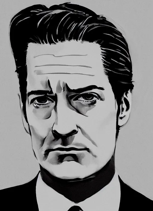 Prompt: portrait of kyle maclachlan as dale cooper by glyn smith