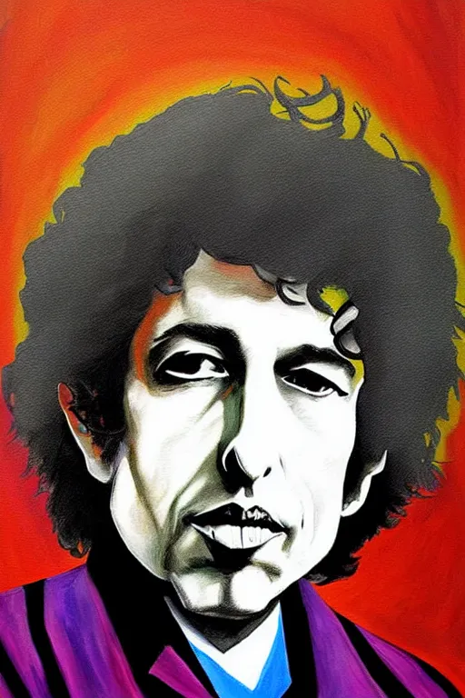 Image similar to Poster artwork, painting of Bob Dylan by Bob Dylan