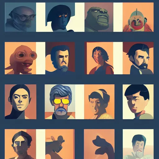 Image similar to face icon stylized minimalist george lucas, loftis, cory behance hd by jesper ejsing, by rhads, makoto shinkai and lois van baarle, ilya kuvshinov, rossdraws global illumination