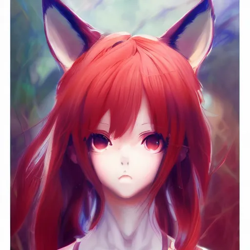 Image similar to anime portrait of a fox gitl as an anime girl by Stanley Artgerm Lau, WLOP, Rossdraws, James Jean, Andrei Riabovitchev, Marc Simonetti, and Sakimichan, trending on artstation