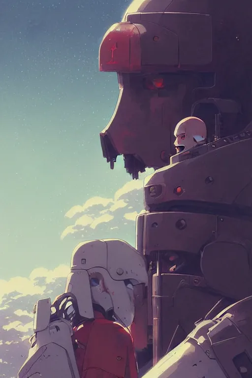 Image similar to portrait of a big medieval mech by ilya kuvshinov, cloudy sky background lush landscape ln illustration concept art anime key visual trending pixiv by victo ngai fanbox by greg rutkowski makoto shinkai takashi takeuchi studio ghibli