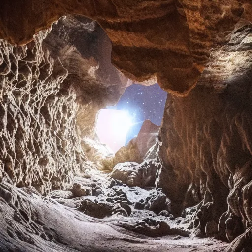 Image similar to a cave leading into the infinite universe