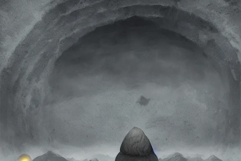 Prompt: the crypt of the summoner mountain with the black hole rainbow event horizon in the sky, by Anton Semenov, trending on artstation, fantasy alchemist, low light, dark rainbow