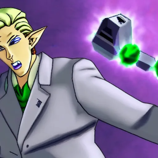 Prompt: Kira Yoshikage in Legend of zelda: ocarina of time