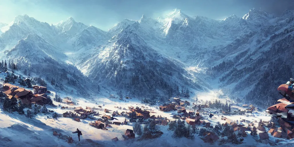 Image similar to let freedom ring from the snow - capped rockies of colorado. let freedom ring from the curvaceous slopes of california. ultrafine highly detailed hyper colorful illustration, sharp focus, rozalski, craig mullins, unreal engine highly rendered, global illumination, radiant light, intricate and detailed environment