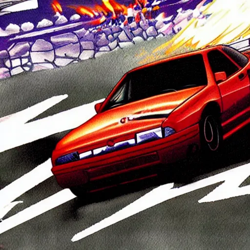 Prompt: Mitshubishi Eclipse GSX in Initial D, High quality, anime art,