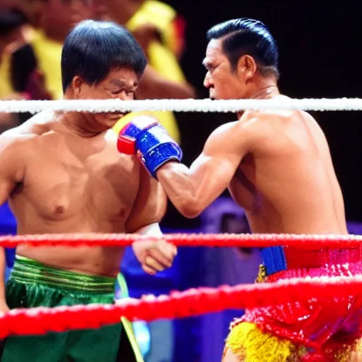 Image similar to King of Thailand fights Hulk Hogan in WWE