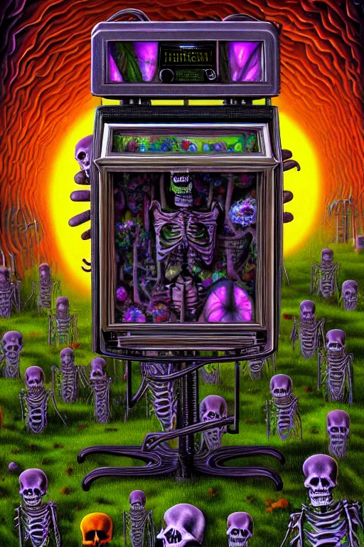 Image similar to a photorealistic painting of the transparent jelly isometric nightmare skeleton cemetery horror machine electronic chemistry by johfra bosschart, lisa frank, dark fantasy art, high detail, trending on artstation