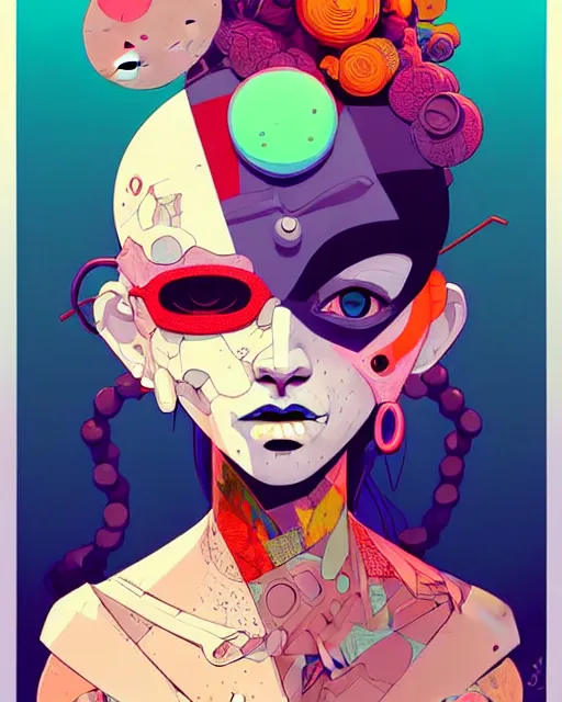 Image similar to cell shaded cartoon portrait of a patchwork doll, loud colors, post grunge, concept art by josan gonzales and wlop, by james jean, victo ngai, david rubin, mike mignola, laurie greasley, highly detailed, sharp focus, trending on artstation, hq, deviantart, art by artgem