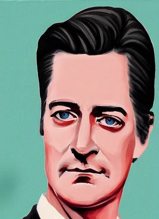 Image similar to portrait of kyle maclachlan as dale cooper by brian stauffer