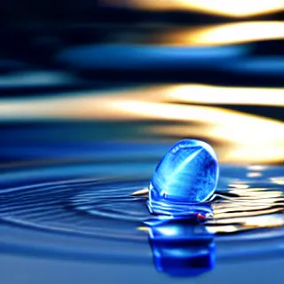 Prompt: water drop of clear water, reflected on the water it's about to touch ) ) ), ( background : clear water infinity, some bleu, white and red reflections ) provided by unreal engine, hd, 8 k, realism, reality, highly detailed