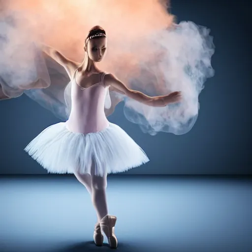 Prompt: ballerina dance in smoke, highly detailed, photorealistic portrait, bright studio setting, studio lighting, crisp quality and light reflections, unreal engine 5 quality render