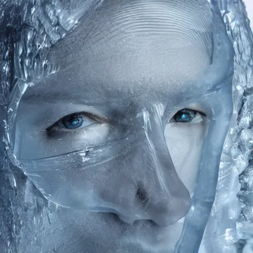 Image similar to see through clear sheet of ice sheet of ice in front of face face face behind ice face behind ice open eyes