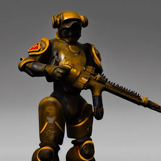 Image similar to a soldier wearing a full set of hellfire advanced power armor and holding a flamethrower, 3 d render, octane, ray tracing, ultra detailed, photorealistic, high resolution, 8 k, fire, jungle