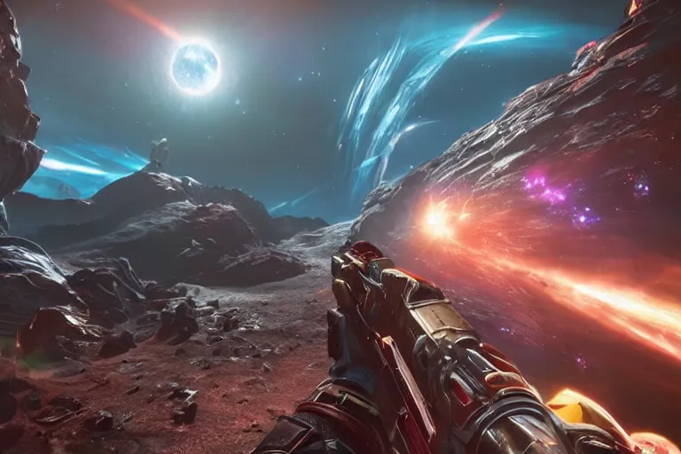 Image similar to screenshot from bethesda's new epic space video game starfield