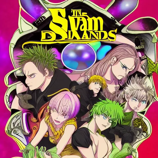 Prompt: the seven deadly sins posing for their album cover, very detailed, bland colors, award winning digital art