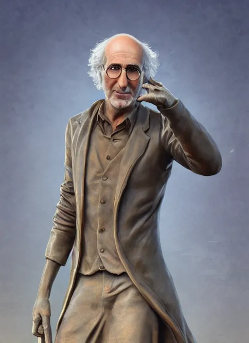 Image similar to digital _ painting _ of _ larry david statue _ by _ filipe _ pagliuso _ and _ justin _ gerard _ symmetric _ fantasy _ highly _ detailed _ realistic _ intricate _ port