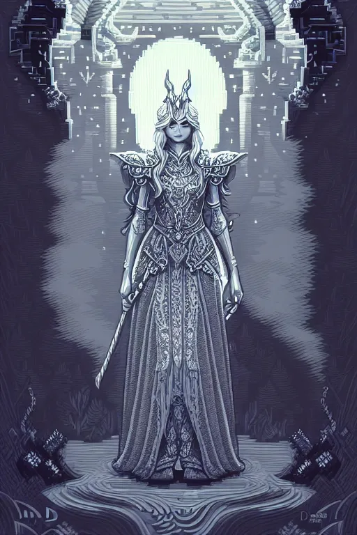 Image similar to freya in silver and white, beautiful detailed pixelart by albertov, intricate details, beautiful, dithered gradients, volumetric lighting, cgsociety, artstation, smooth, sharp focus, 2 d illustration, amazing art by dan mumford