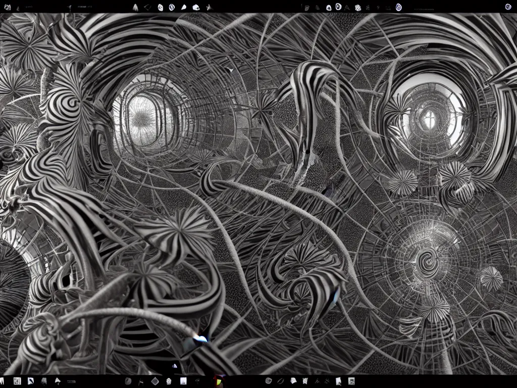 Prompt: , neo surrealism, art by ernst haeckel and daniel martin diaz and mc escher, 8 k, unreal engine render