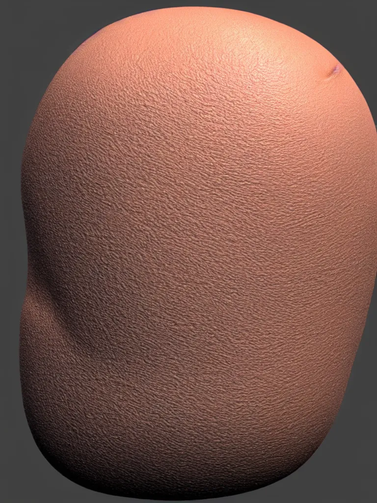 Image similar to simple 3 d primitive tube shape, texture - mapped with pale - peach - colored human skin, photoreal colors and details, tiny hairs, straight smooth vertical, highly realistic bump map, surface painter, 4 k, renderman