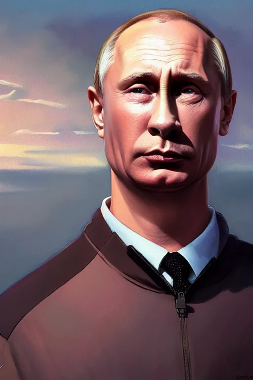 Image similar to vladimir putin as homer simpson from the simpsons, realistic portrait, symmetrical, highly detailed, digital painting, artstation, concept art, smooth, sharp focus, illustration, cinematic lighting, art by artgerm and greg rutkowski and alphonse mucha