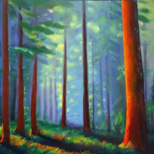 Image similar to forest in the morning light, oil painting