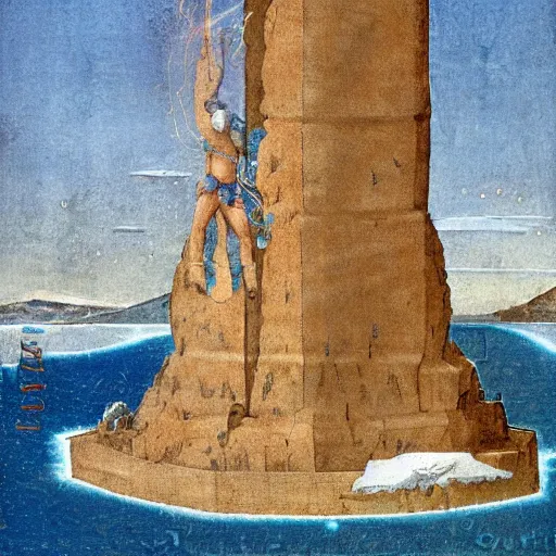 Prompt: round noisy abyssal antarctica line anchovy filet monolith tin, by filippino lippi and titian and mœbius, an art deco, tarot card, 2 0 megapixels