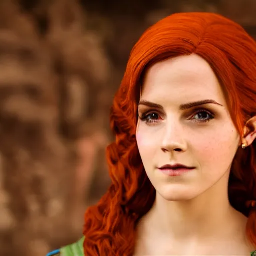 Image similar to Triss Merigold cosplay by Emma Watson, 8k, professional photography, cinematic studio shot