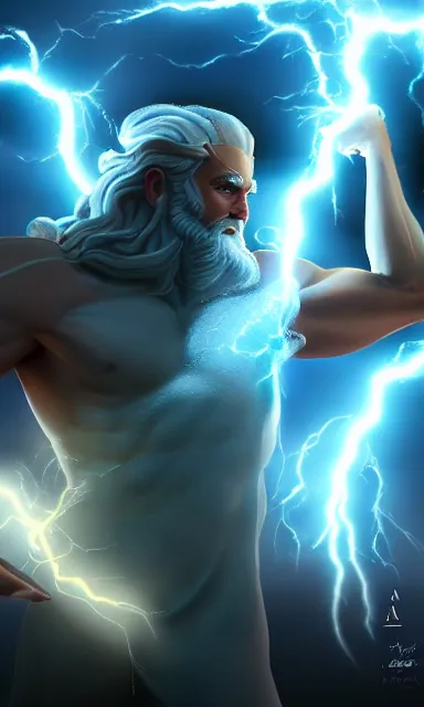 Prompt: the god zeus, lightning, special effects, artstation, concept art, sharp focus, cinematic lighting, by kevin glint