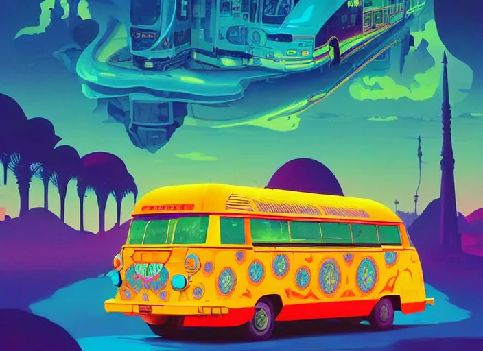 Image similar to a luminescent colorful indian bus by paolo eleuteri serpieri and tomer hanuka and chesley bonestell and daniel merriam and tomokazu matsuyama, unreal engine, high resolution render, featured on artstation, octane, 8 k, highly intricate details, vivid colors, vector illustration