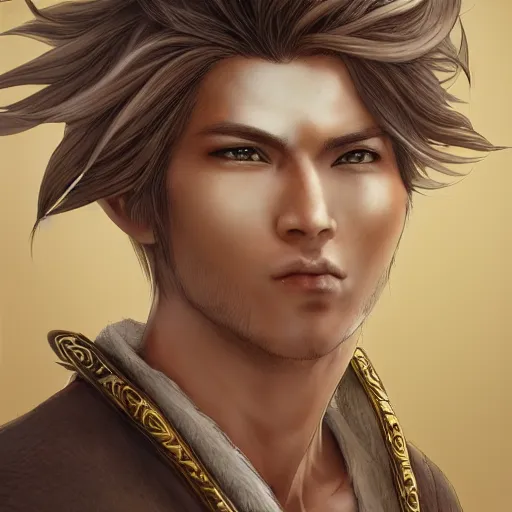 Prompt: an immortal xianxia cultivator with long golden hair as an absurdly handsome, elegant, young anime man, ultrafine hyperrealistic detailed face illustration by kim jung gi, irakli nadar, intricate linework, sharp focus, bright colors, matte, final fantasy, unreal engine highly rendered, global illumination, radiant light, intricate environment