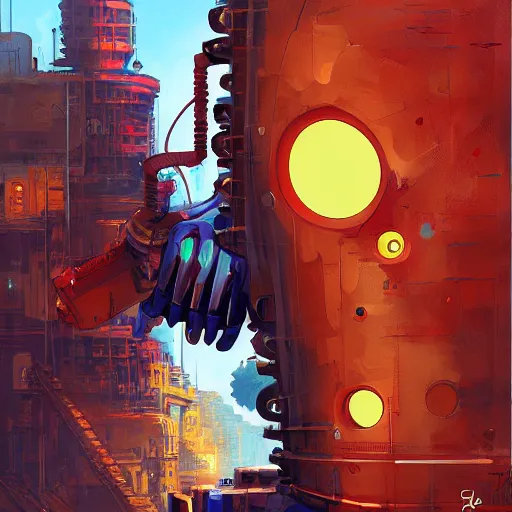 Image similar to robot luffy, thief, by isaac asimov and marc simonetti