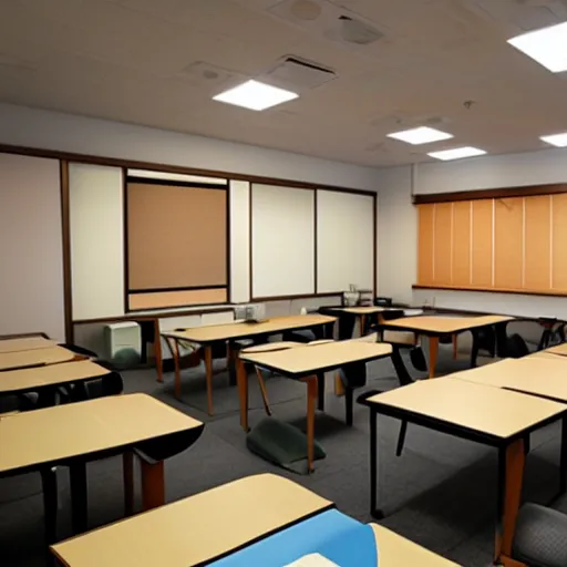 Prompt: modern Japanese classroom full of students