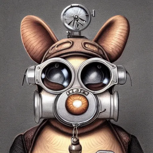 Image similar to a rat with steampunk googles, by Naoto Hattori