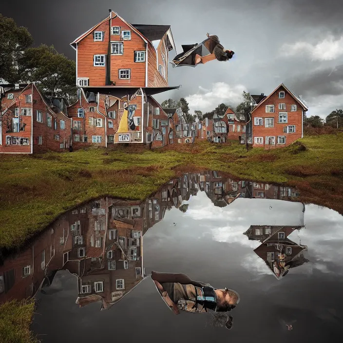 Prompt: , reflections of reflections reflecting on reflections, by erik johansson